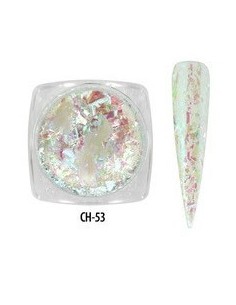Metallic Flakes  iridiscente blanco rosado