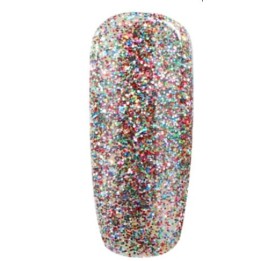 géis coloridos para unhas com decoração purpurina especial.