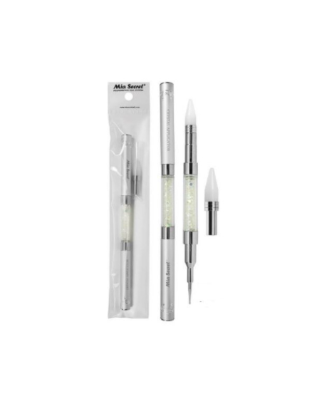 Aperto de cristal rosa e prata