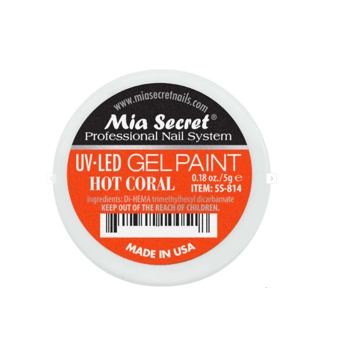 Decoration gel for nails hot coral, orange red.