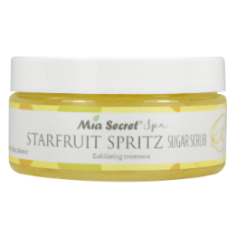 Esfoliante de carambola com extrato de açúcar de cana para pele seca e sensível.